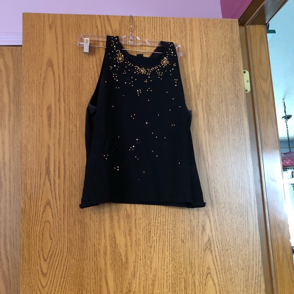 August Silk beaded tank top.  Size L